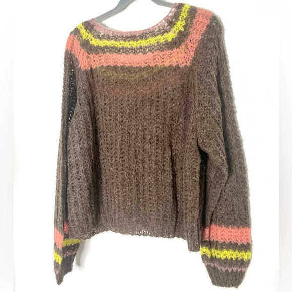 Free People Reach For The Stars Taupe Wide Neck Sweater. Size S - Picture 5 of 12
